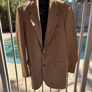 🍍 Botany 500 Khaki 100% Camel Hair Long Sleeve Single Breasted Jacket Blazer 🍍